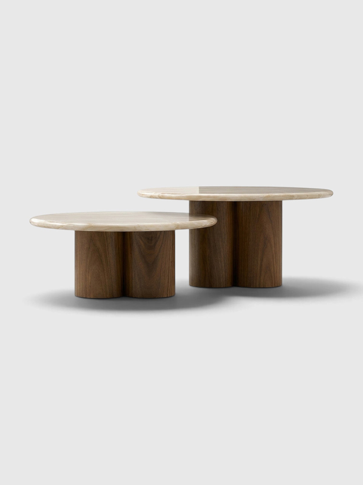 Gianni Duo Ivory Onyx and Wood Coffee Tables