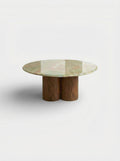Gianni solo green onyx and wood coffee table Italian luxury furniture mixed materials design