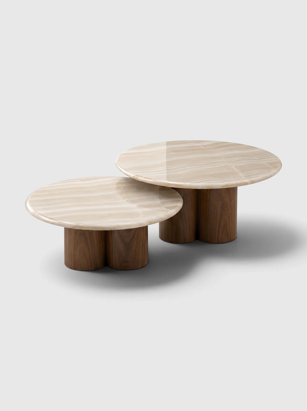 Gianni Duo Ivory Onyx and Wood Coffee Tables