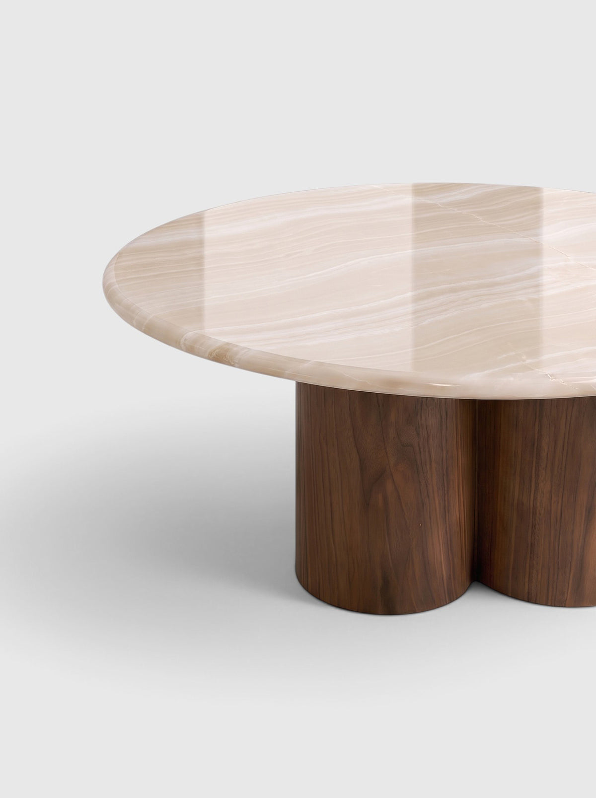Gianni Solo Ivory Onyx and Wood Coffee Table