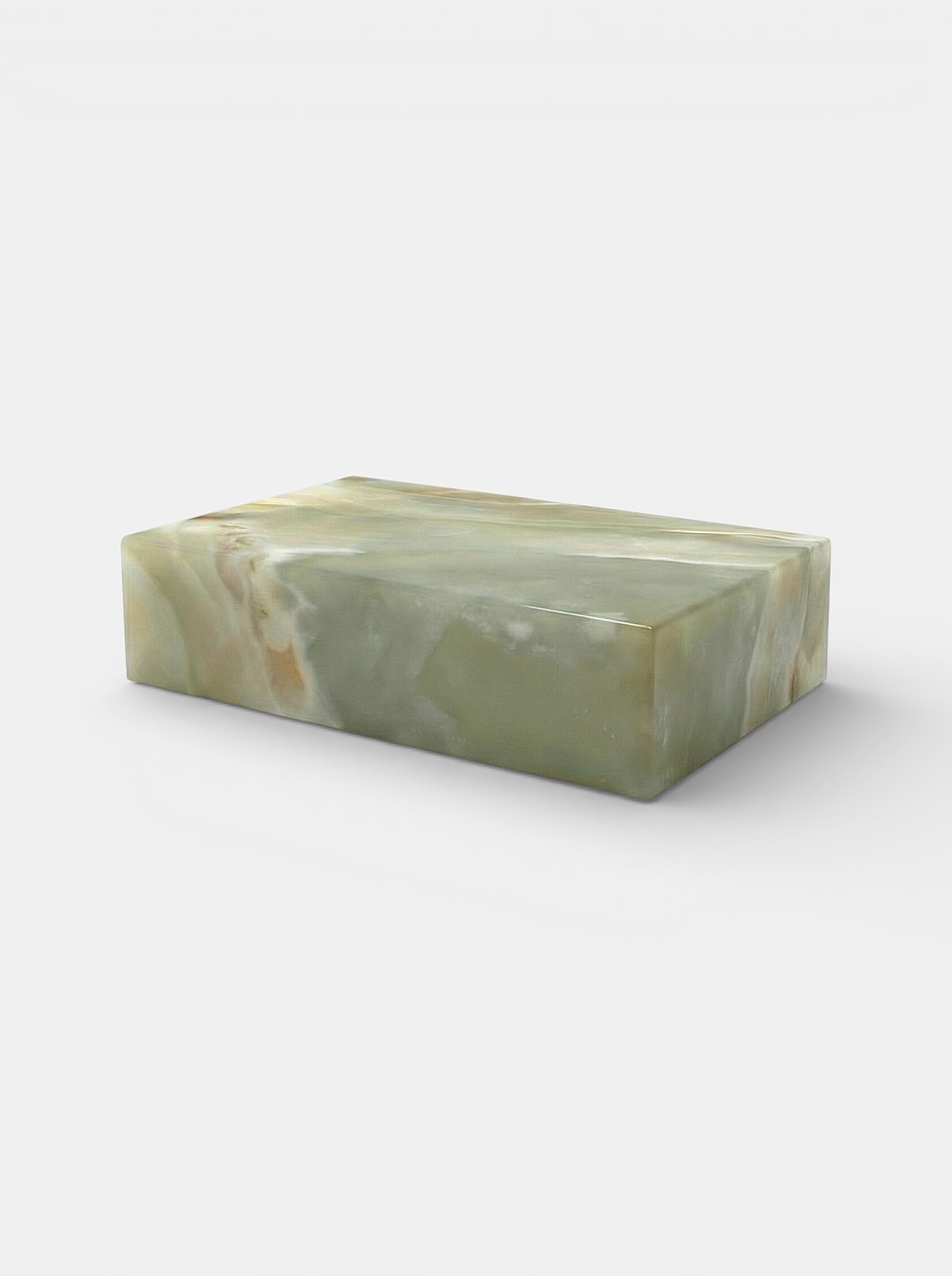 Green onyx bubble gum coffee table alternative angle - contemporary Italian marble furniture design