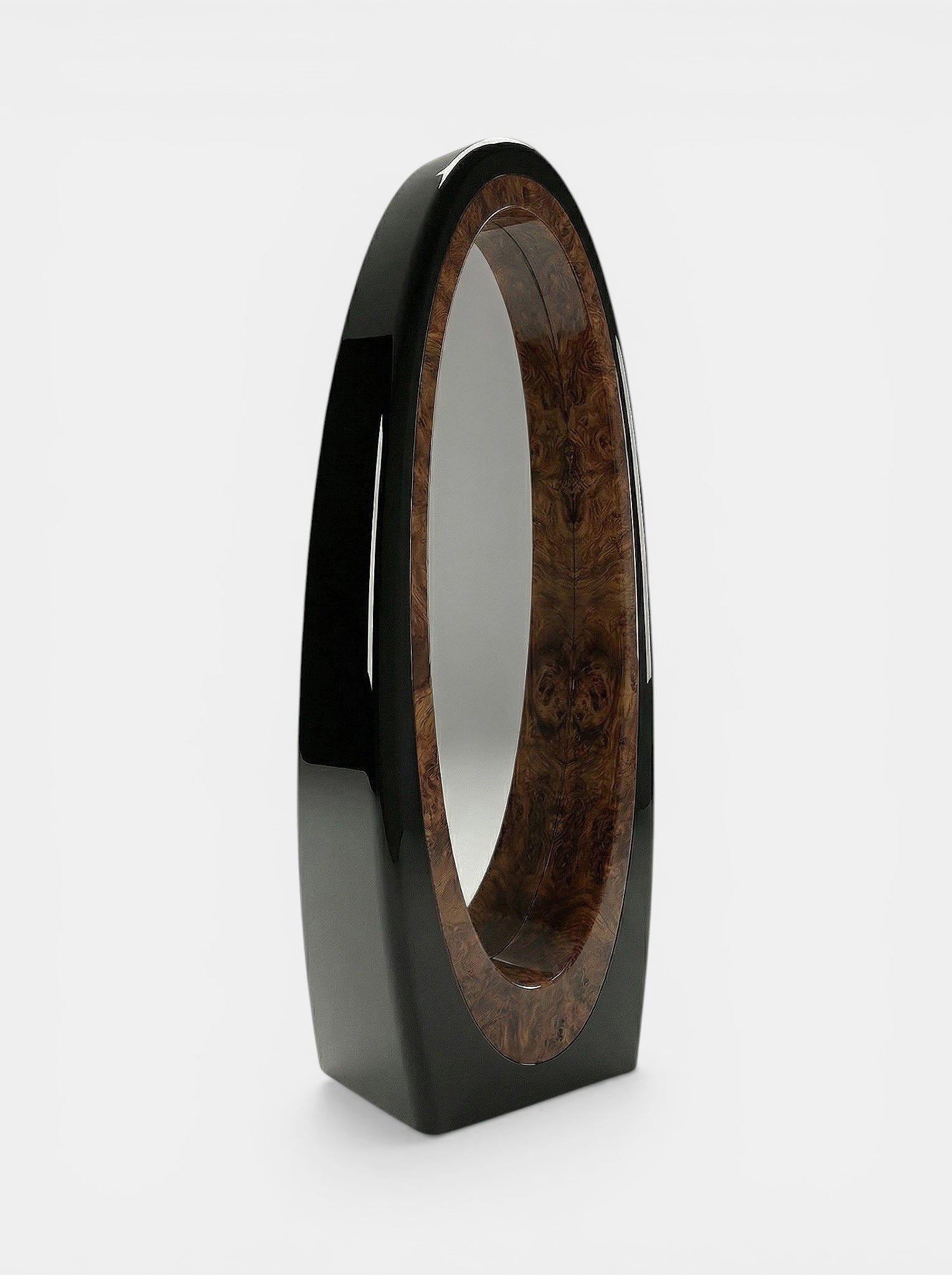 Harch Black And Burl Wood Mirror