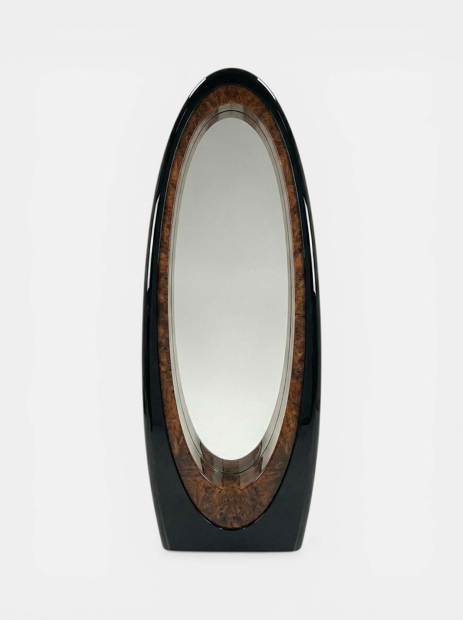 Harch Black And Burl Wood Mirror