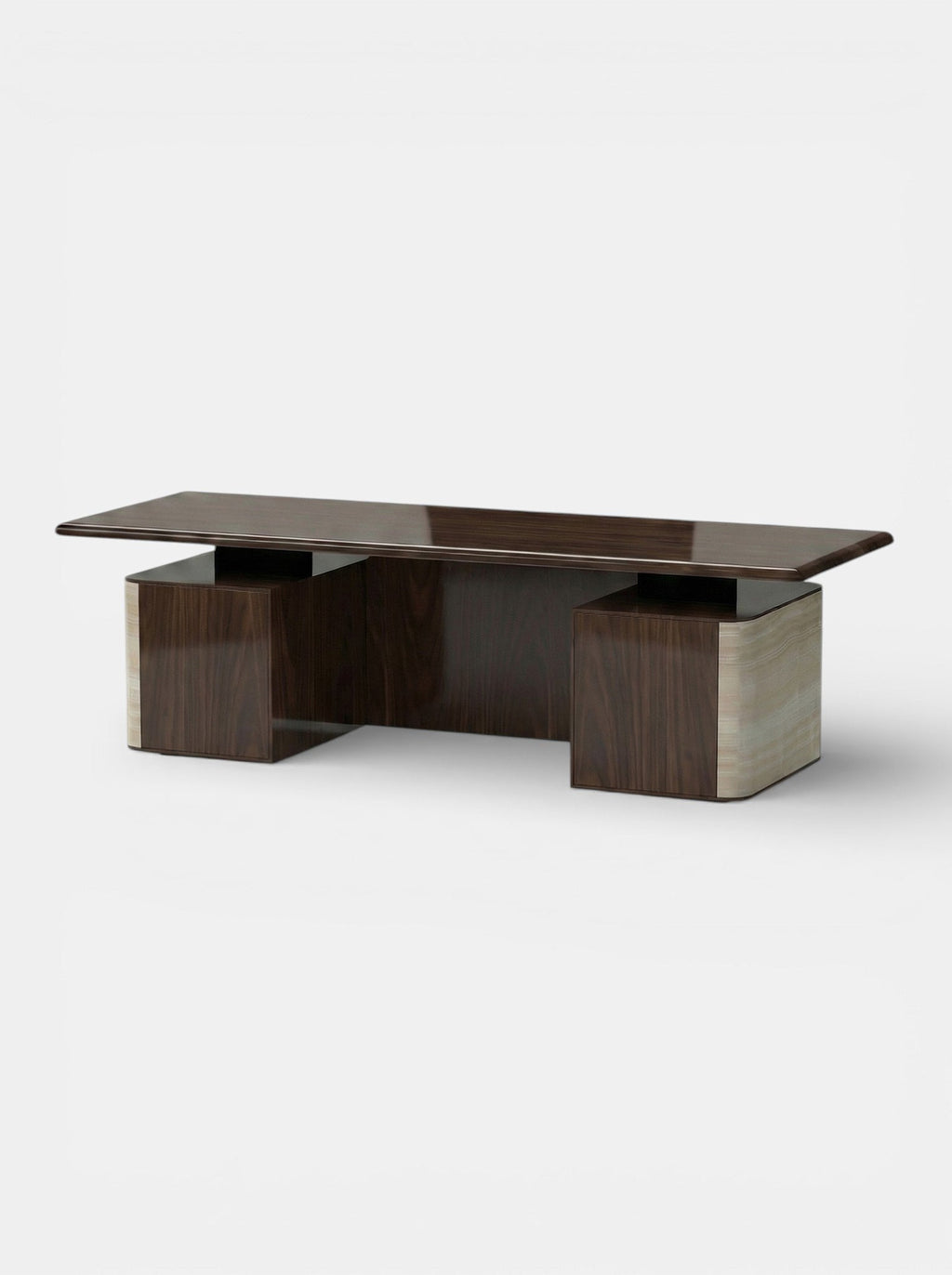 Holly ivory onyx and wood desk detail angle - handcrafted Italian luxury office furniture