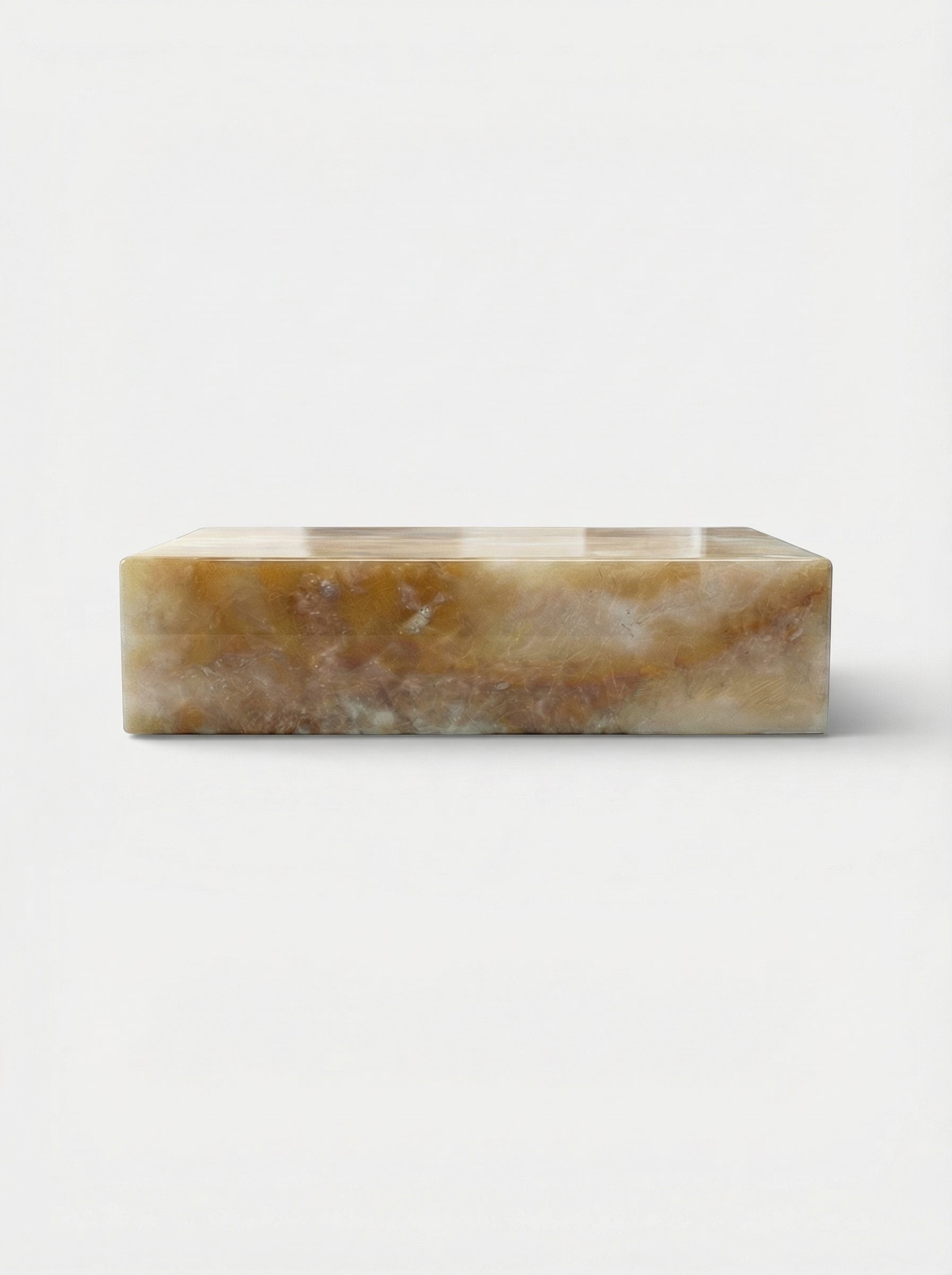 Honey onyx bubble gum coffee table - Italian luxury marble furniture with organic curved design