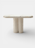 Ida travertine and onyx console - luxury Italian marble furniture with mixed stone design - front view