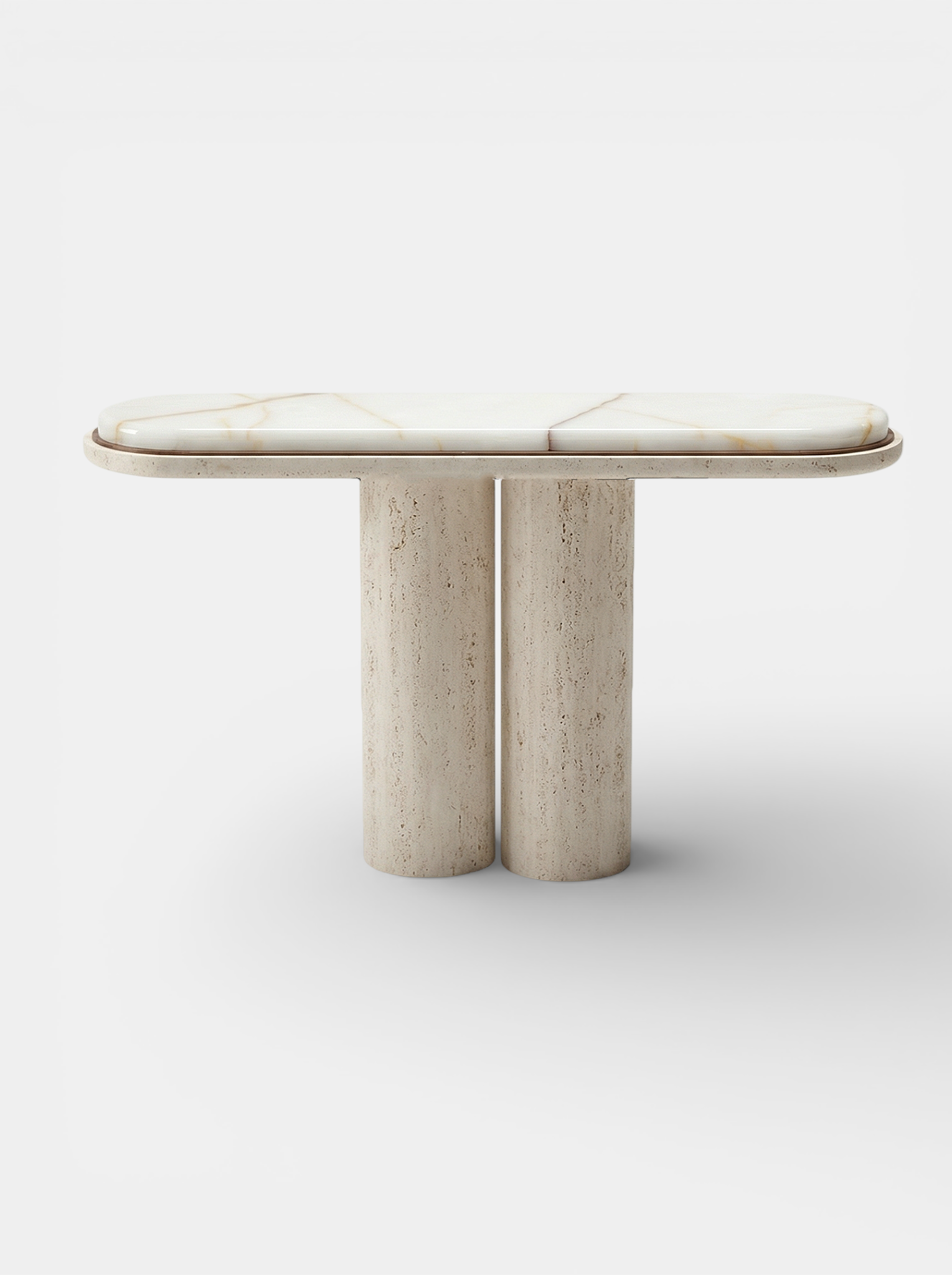 Ida travertine and onyx console - luxury Italian marble furniture with mixed stone design - front view