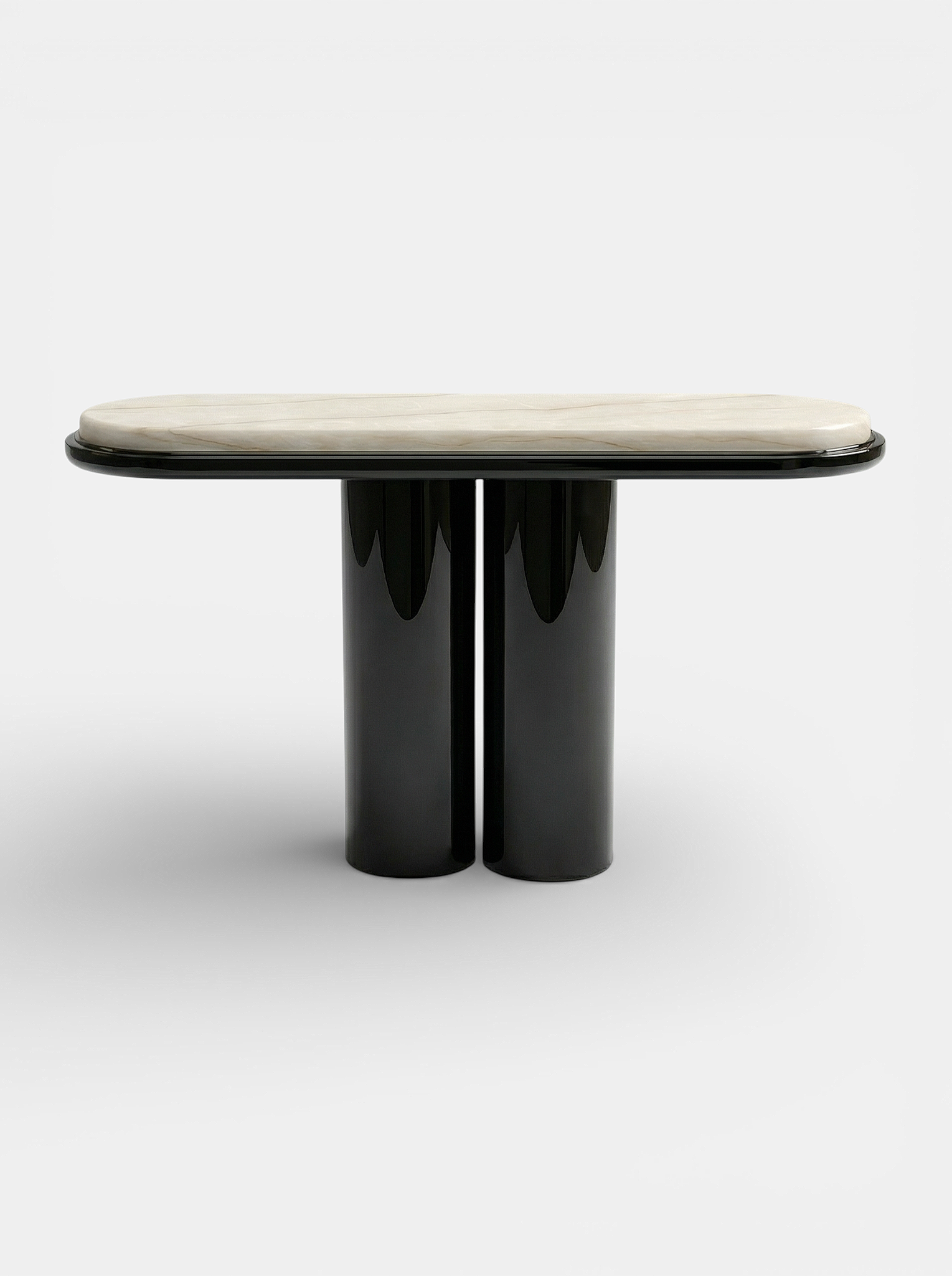 Ida console black lacquered wood with ivory onyx top - Italian luxury furniture contemporary design