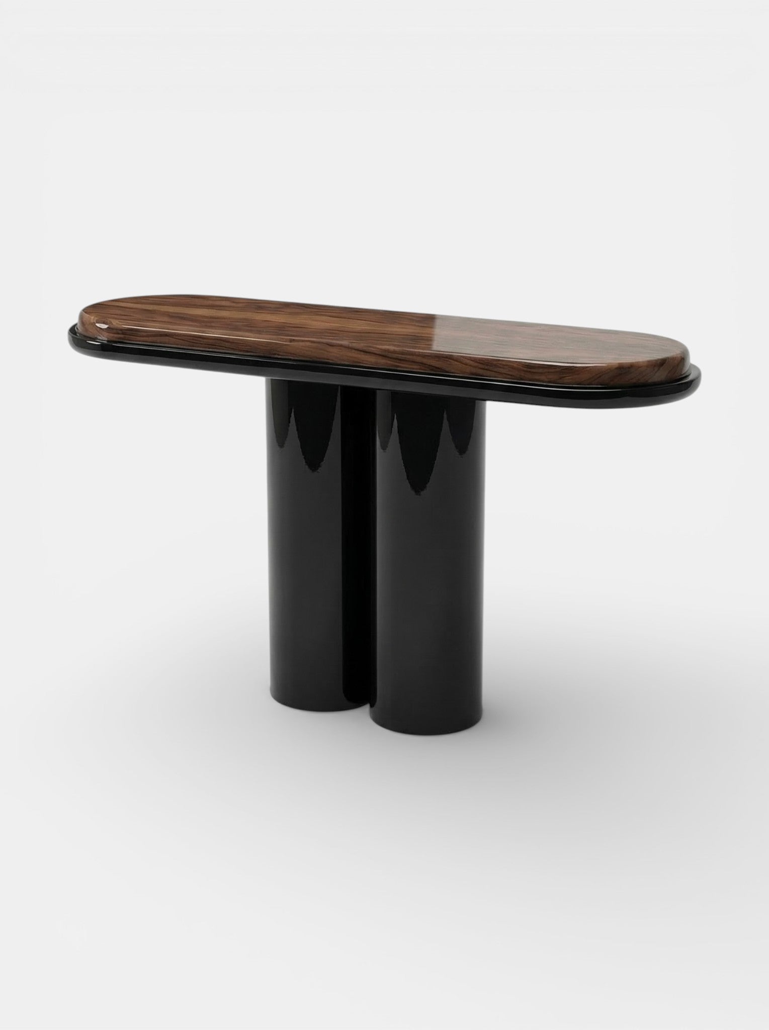Front view Ida black lacquered wooden console - MARBERA Italian crafted premium furniture piece