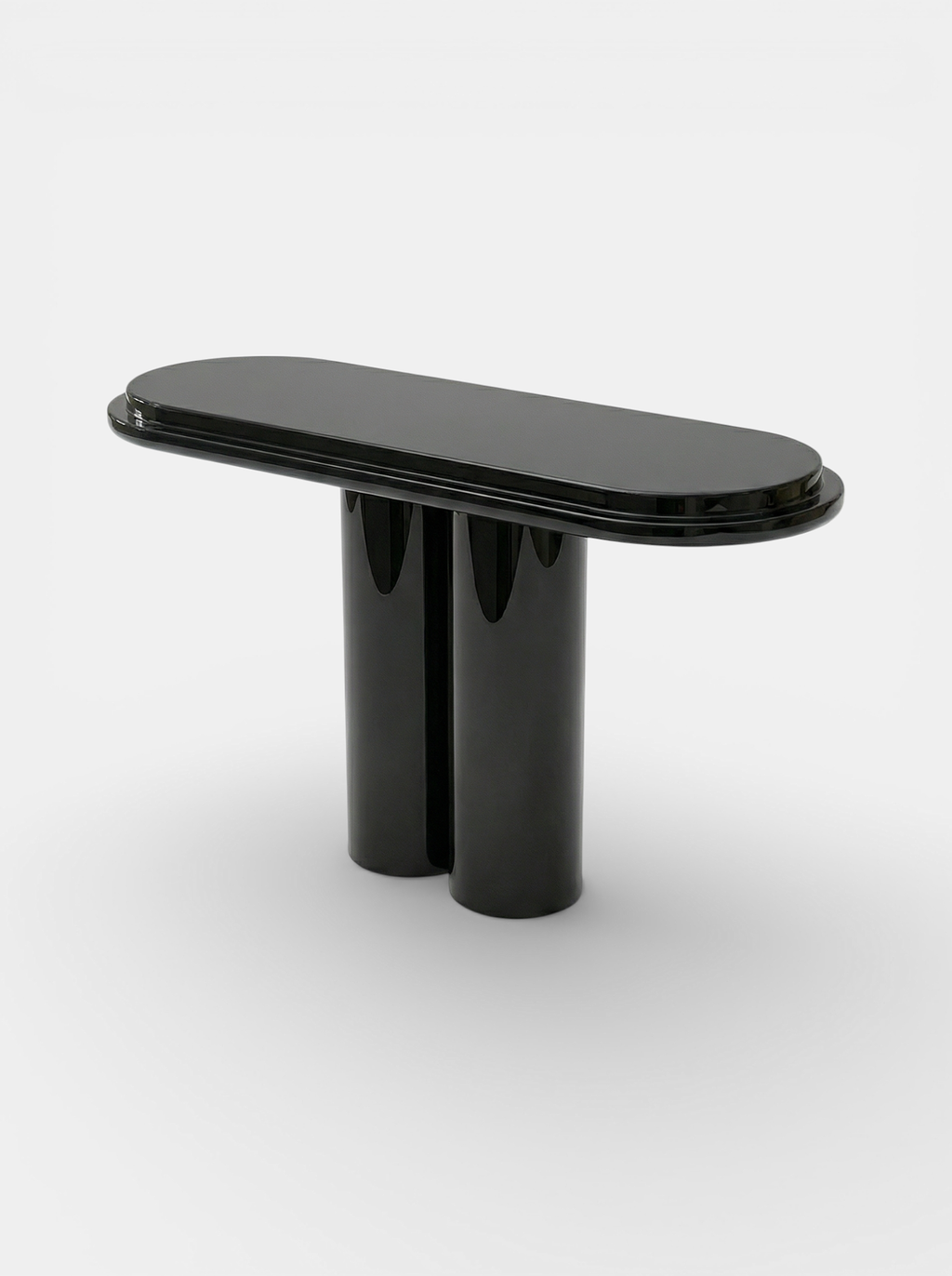 Side view Ida black lacquered console table - Italian luxury furniture with glossy black finish