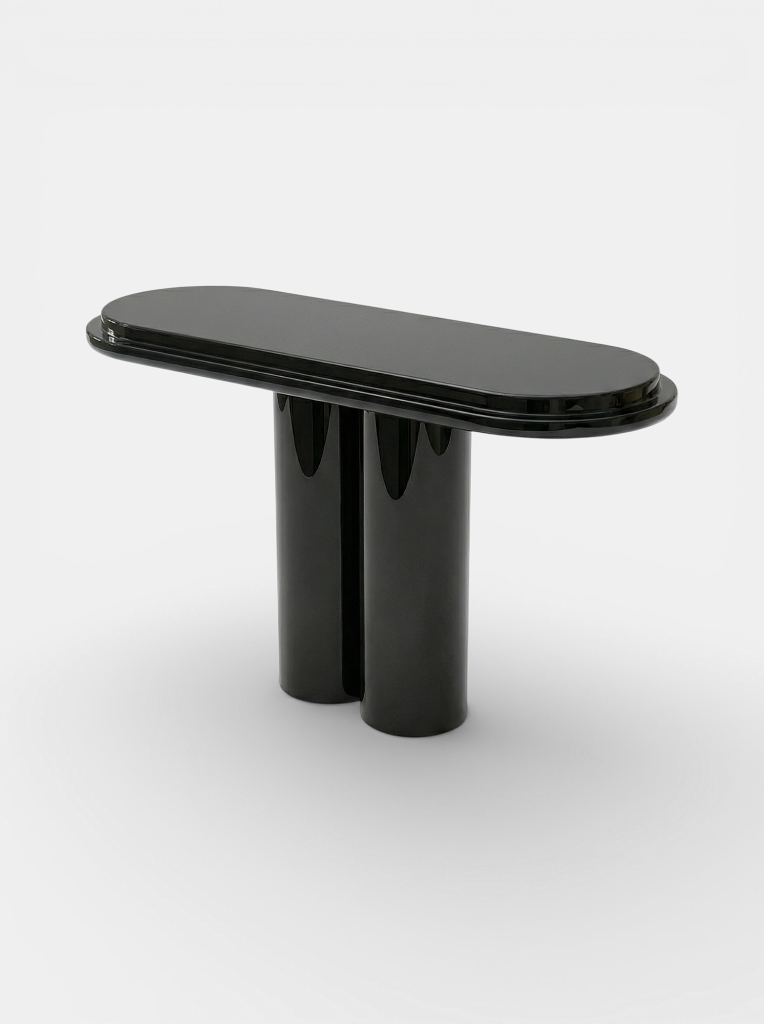 Side view Ida black lacquered console table - Italian luxury furniture with glossy black finish