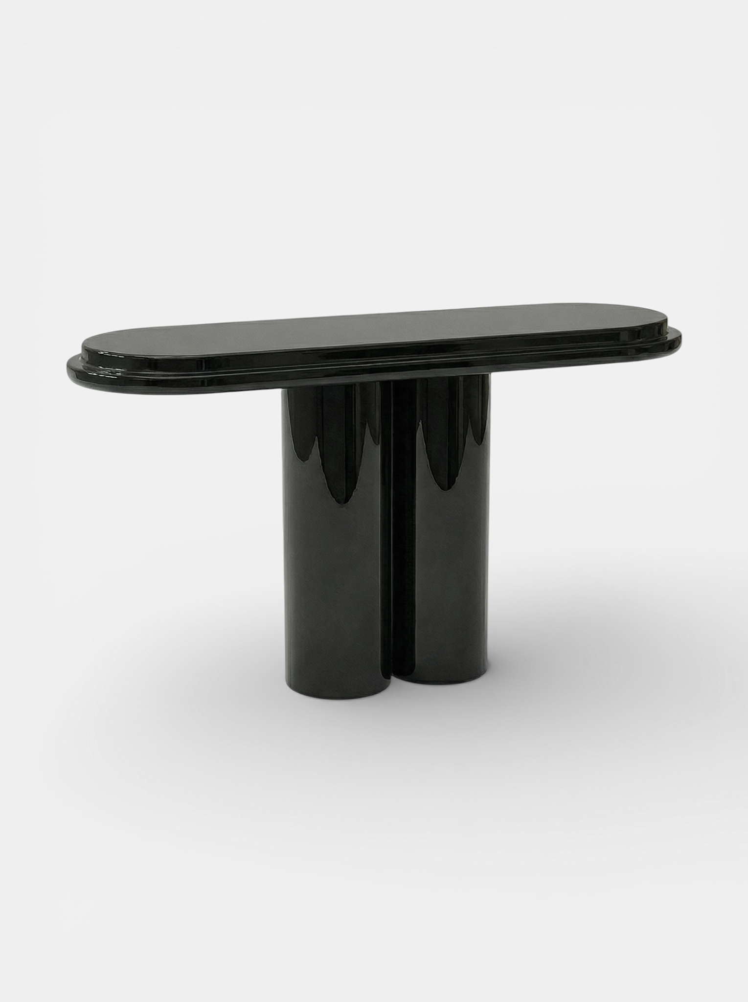 Front view Ida black lacquered wood console - MARBERA Italian crafted premium contemporary furniture