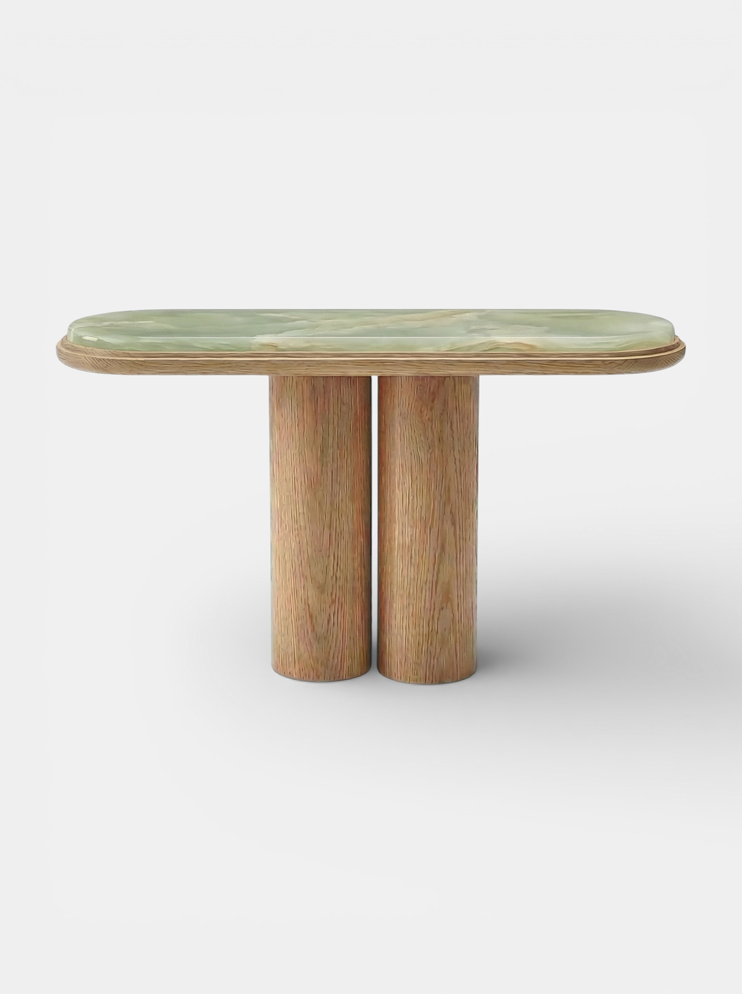 Ida oak wood and green onyx console - Italian luxury furniture combining natural wood with marble stone