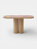 Ida oak wood and pink onyx console - Italian luxury furniture natural wood with rose-toned marble surface