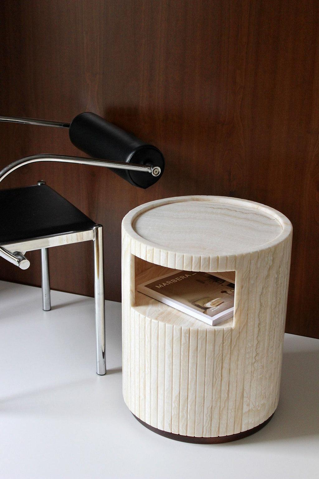 Luxury Ischia table in ivory onyx - Italian marble furniture with elegant cream tones - lifestyle