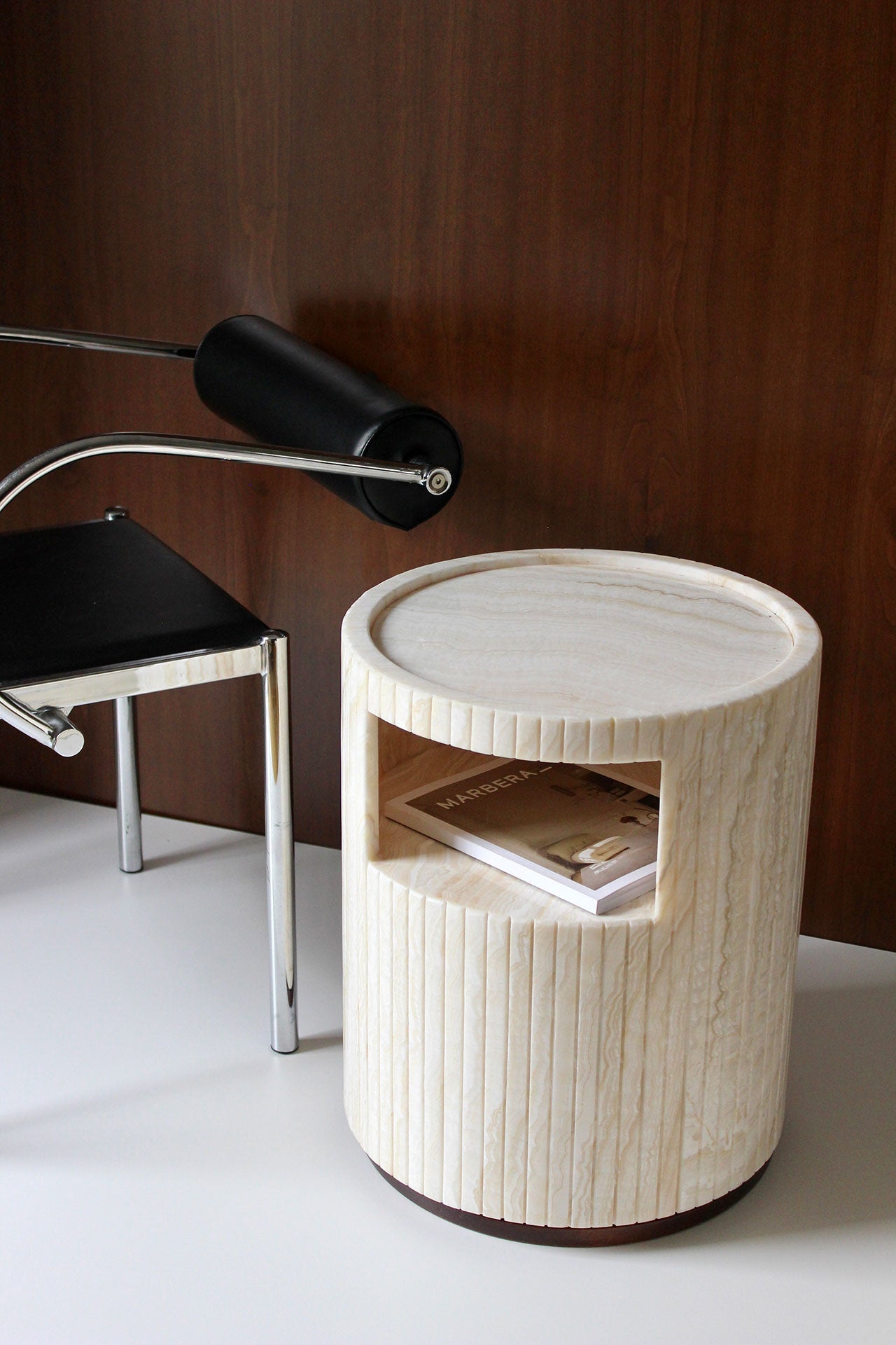 Luxury Ischia table in ivory onyx - Italian marble furniture with elegant cream tones - lifestyle