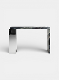 Front view Jill console in Cipolino marble with inox steel - Italian luxury furniture with green veining