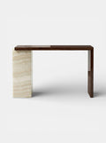 Elegant Jill console featuring glossy wood and ivory onyx marble - Italian luxury furniture by MARBERA