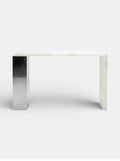 Front view Jill console white onyx marble with inox steel - MARBERA luxury Italian furniture design