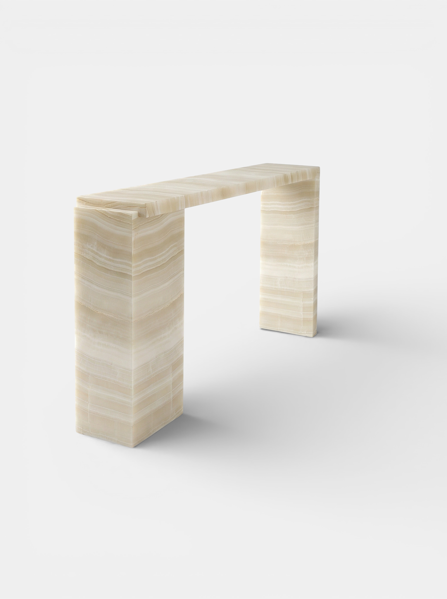 Alternative view Jill Vanilla Onyx console displaying creamy marble patterns and sophisticated Italian design