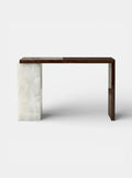 Sophisticated Jill console blending natural wood with white onyx marble - premium Italian furniture