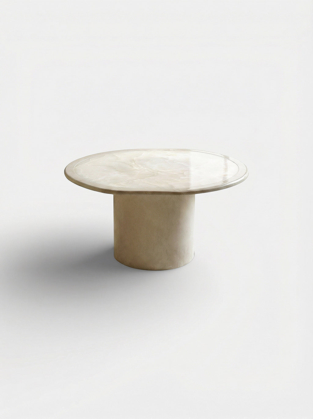 Joan Solo onyx coffee table in premium white marble - luxury Italian furniture by MARBERA