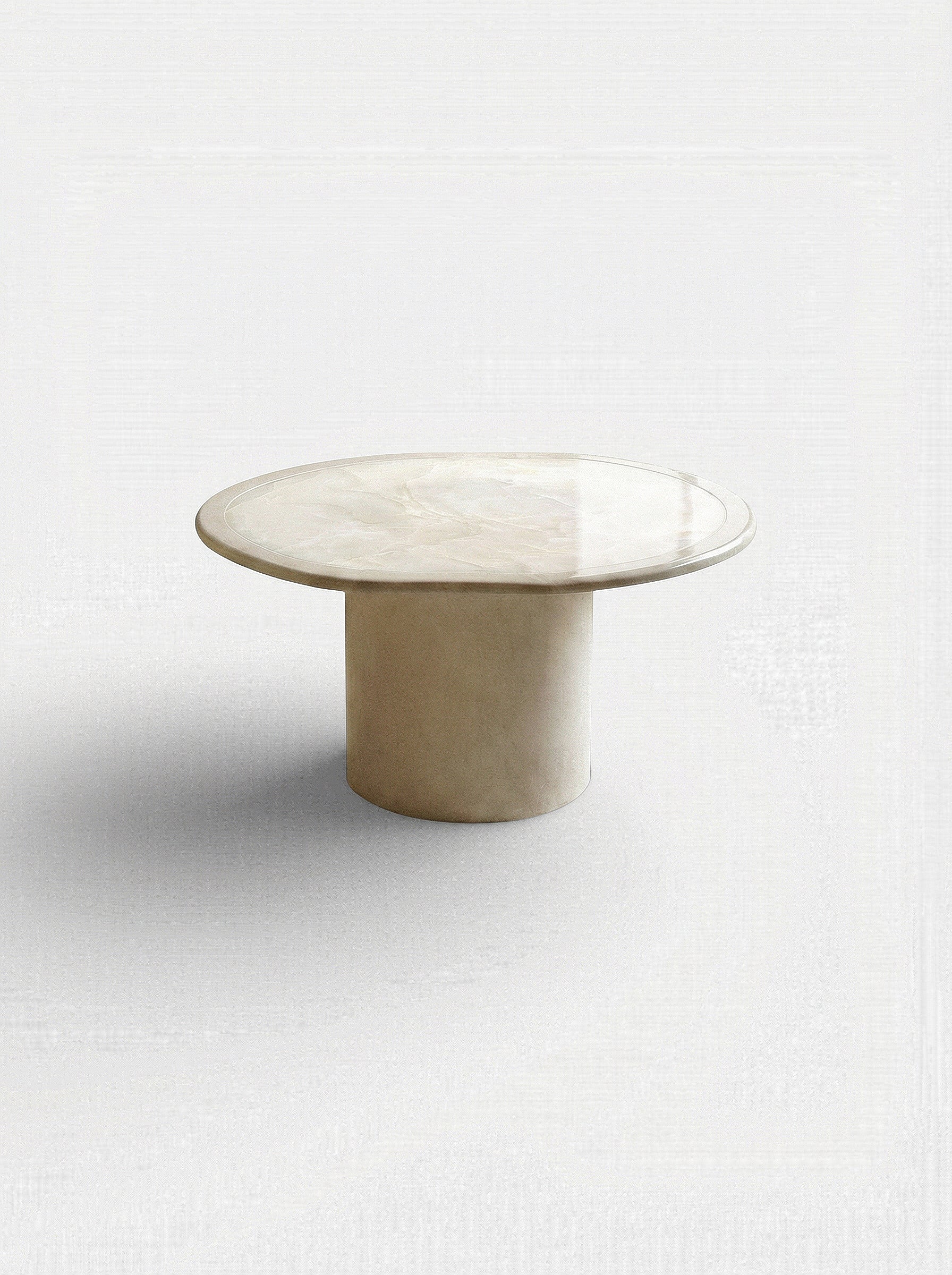 Joan Solo onyx coffee table in premium white marble - luxury Italian furniture by MARBERA