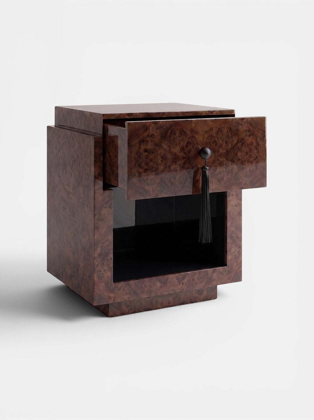 Leo Dark Burl Wood And Black
