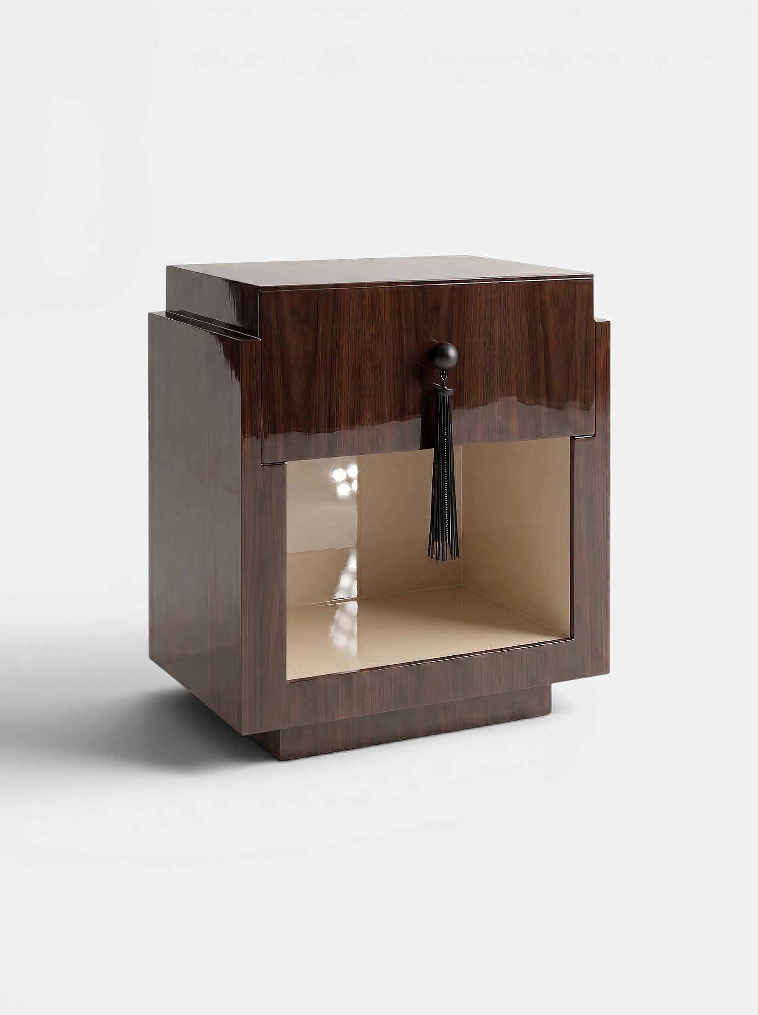 Leo Glossy Wood And Off-white