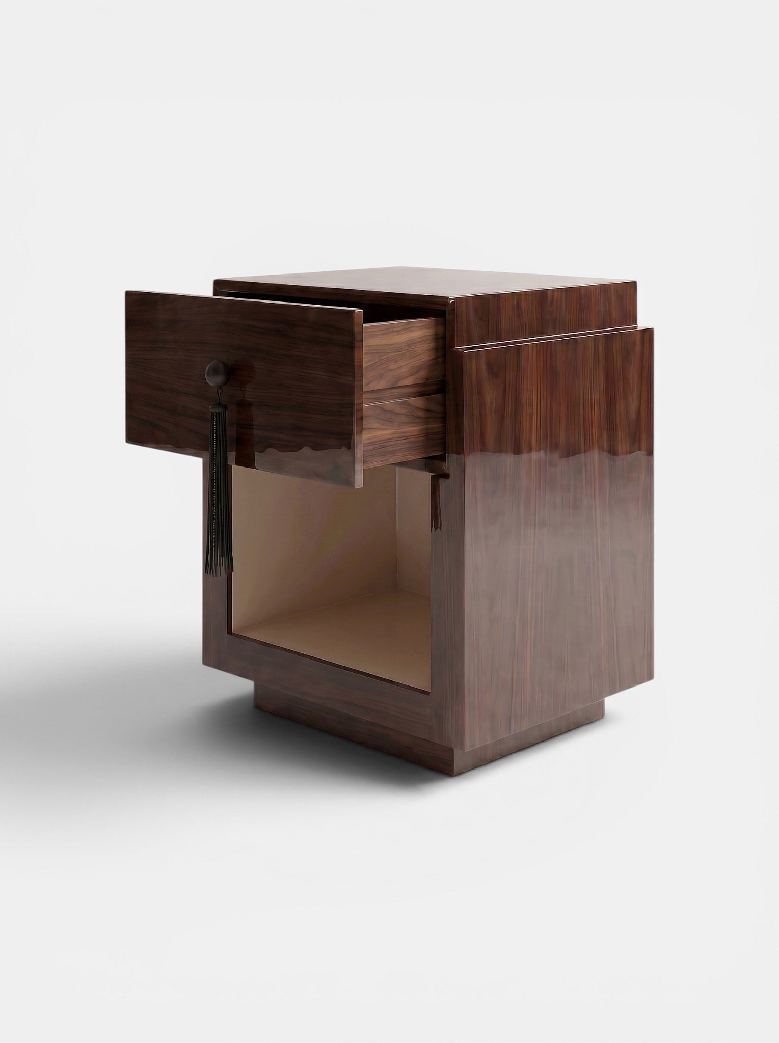 Leo Glossy Wood And Off-white