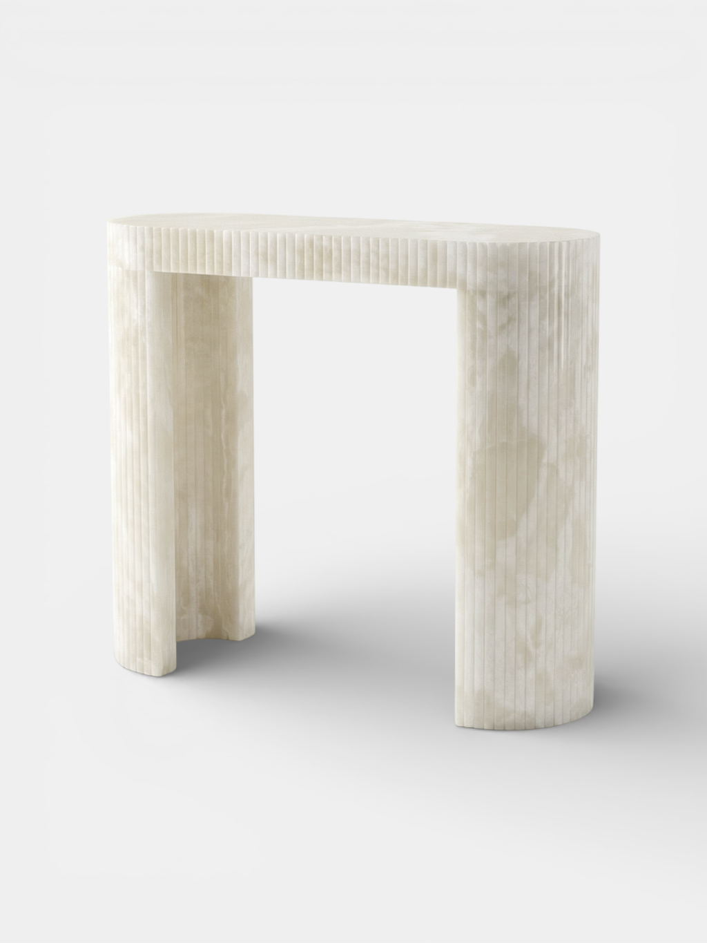 Luna White Onyx console artistic angle - elegant translucent white onyx Italian luxury furniture