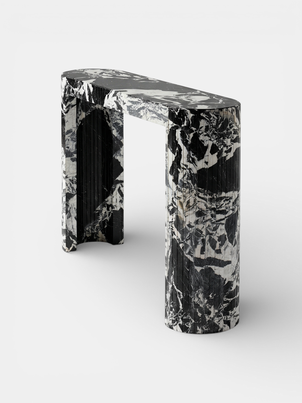 Luna Grand Antique marble console side perspective - premium Italian dark marble craftsmanship