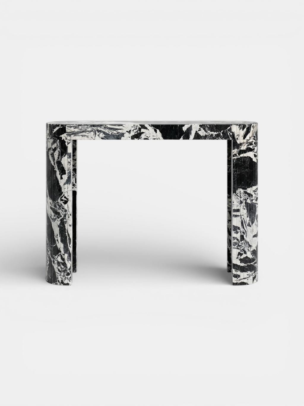 Luna Grand Antique marble console front view - classic dark veined Italian marble luxury furniture