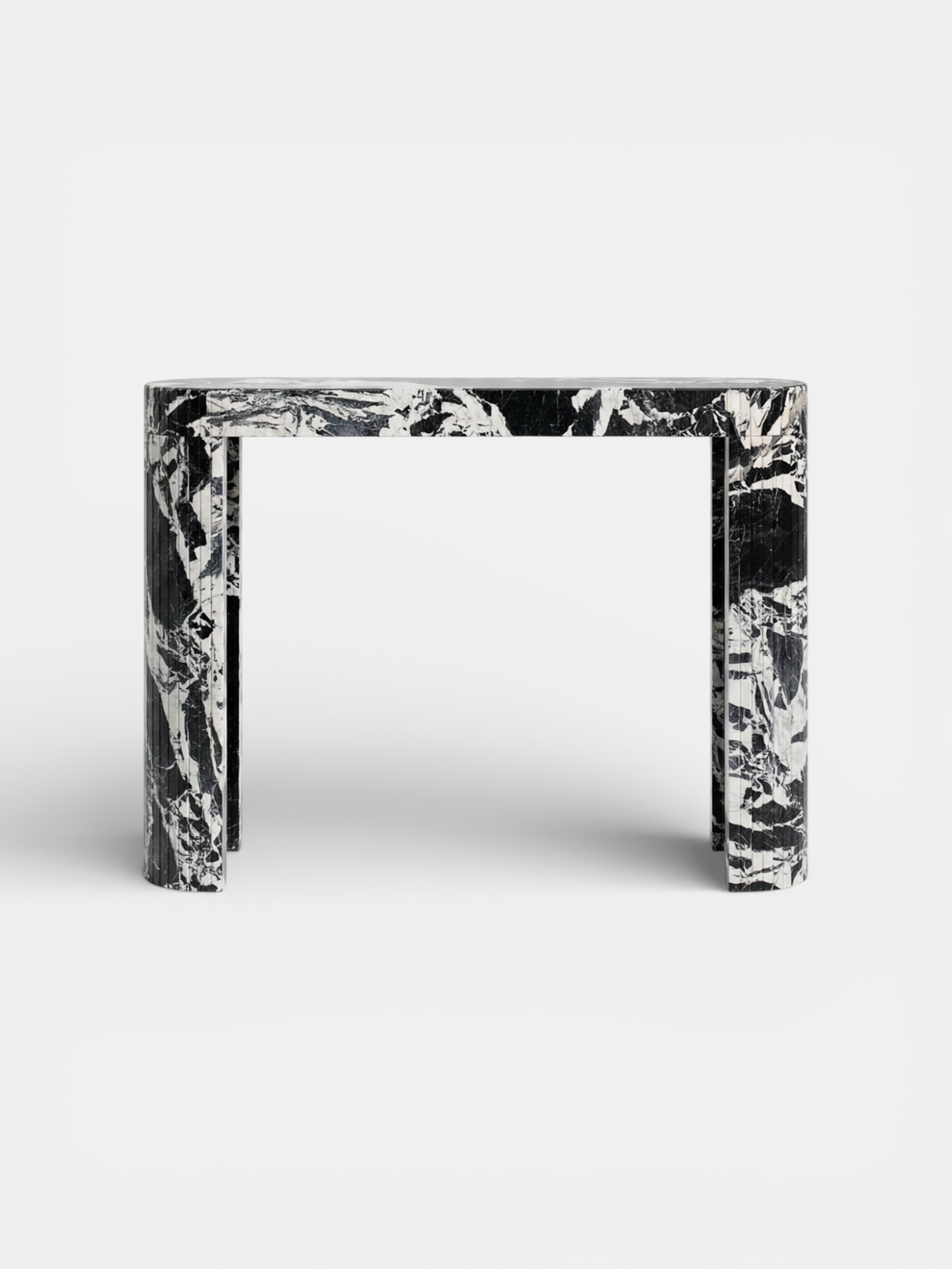 Luna Grand Antique marble console front view - classic dark veined Italian marble luxury furniture