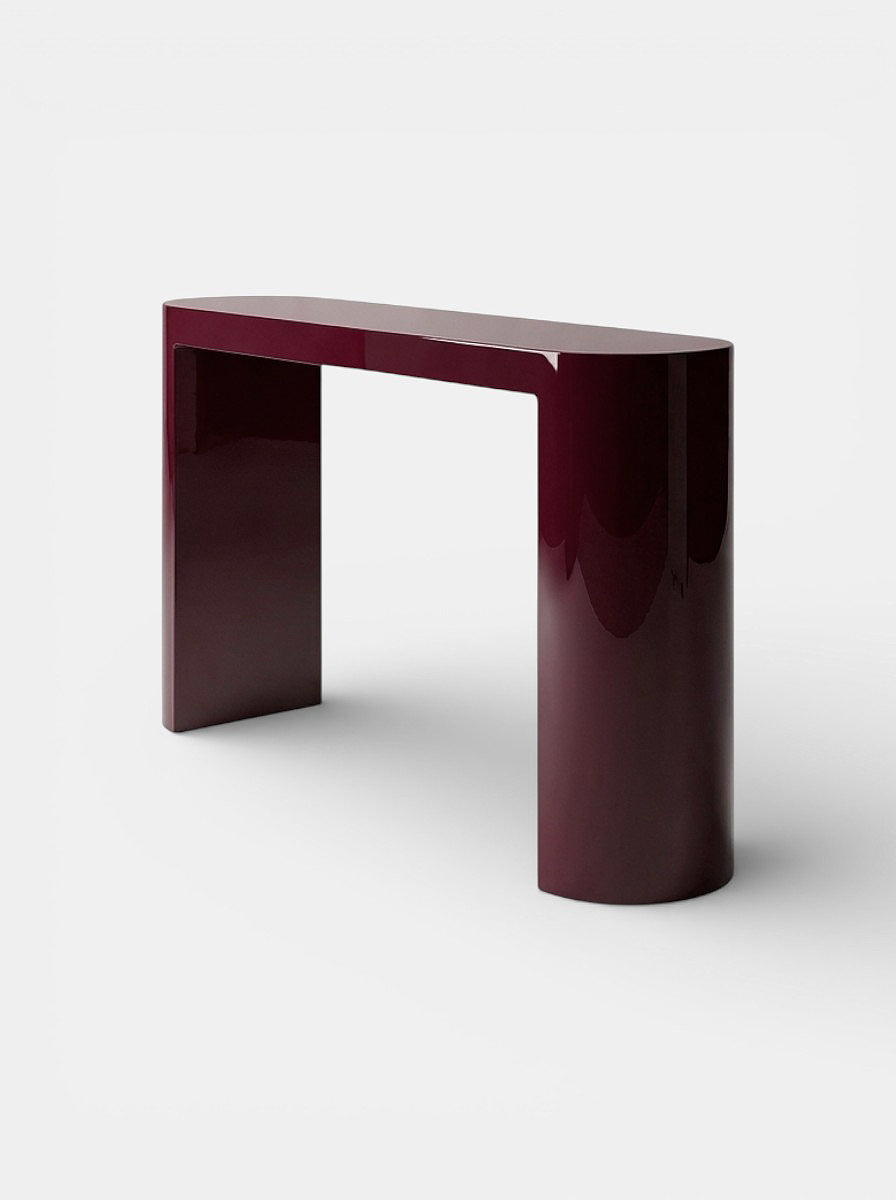 Luna bordeaux red lacquered console alternative view - sophisticated Italian luxury furniture piece
