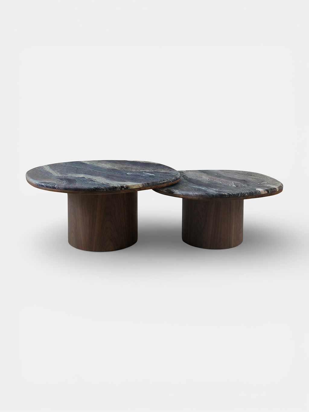 Elegant Alexis duo tables Cipolino marble and wood - Italian luxury furniture front display view