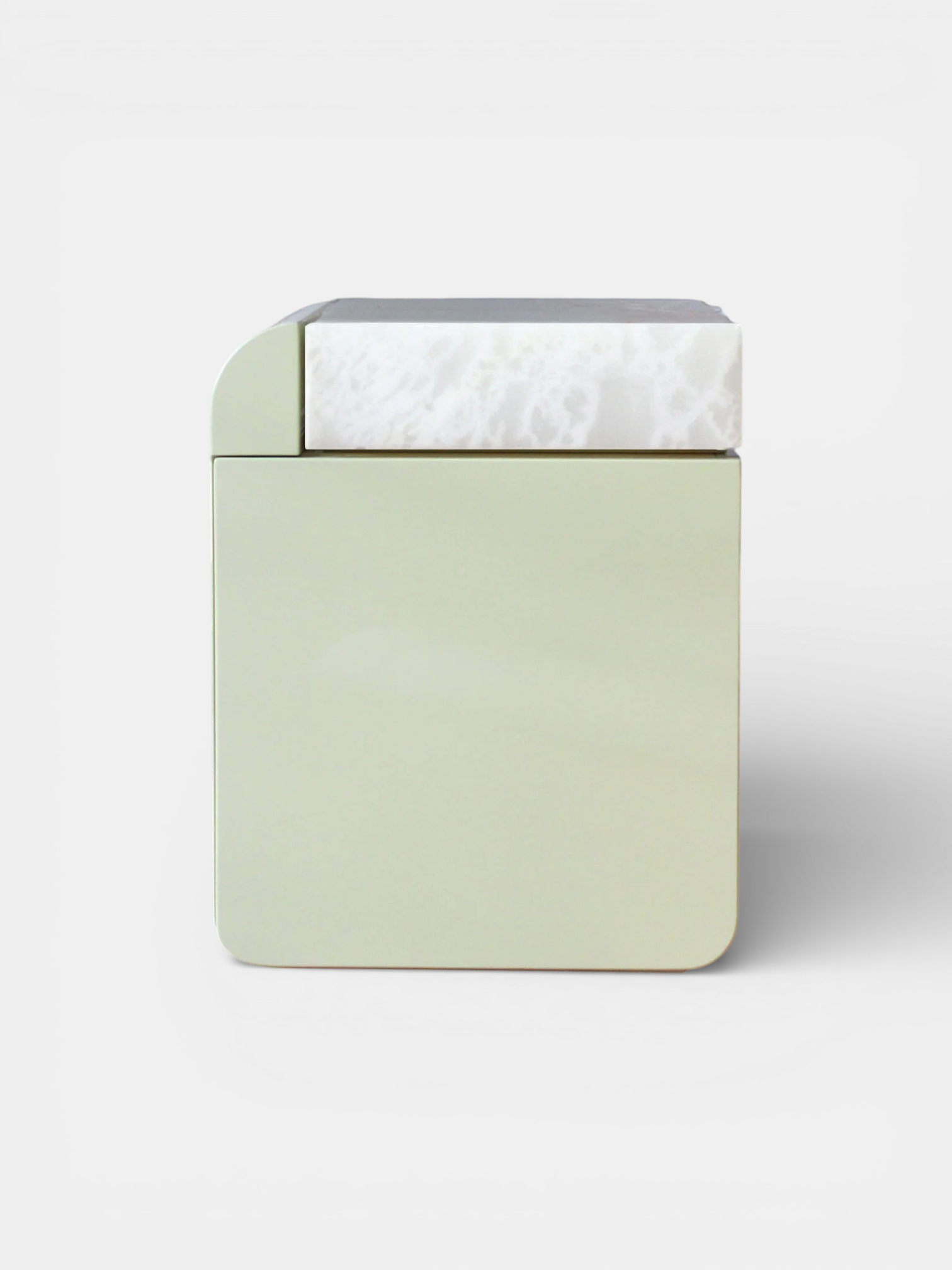 Green and white onyx marble Amo storage table - handcrafted Italian luxury furniture MARBERA