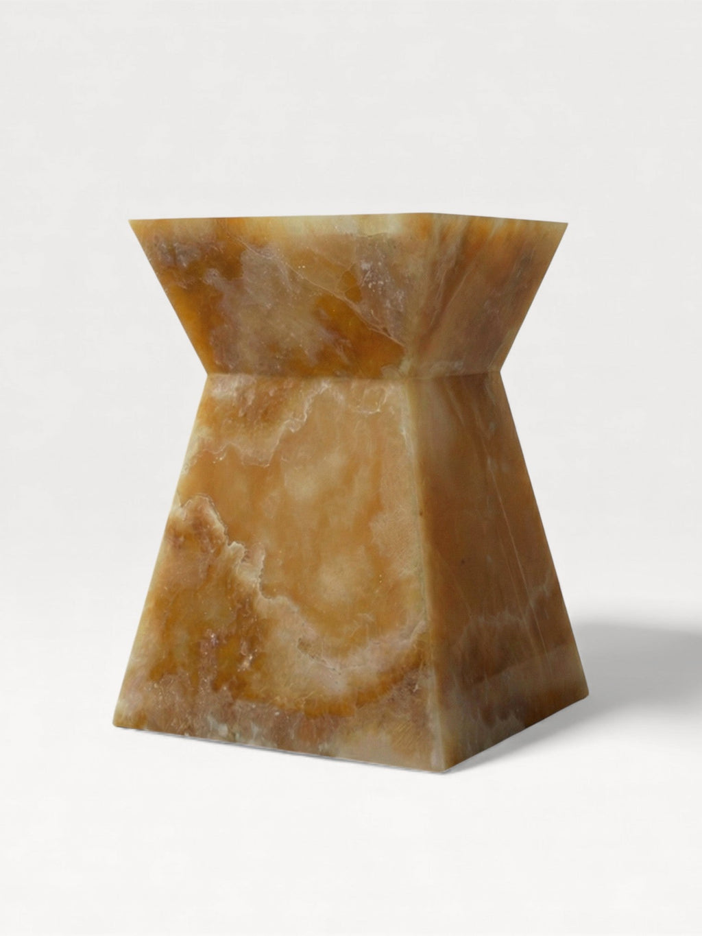 MARBERA Aria honey onyx marble three-quarter view, Italian crafted luxury modern furniture