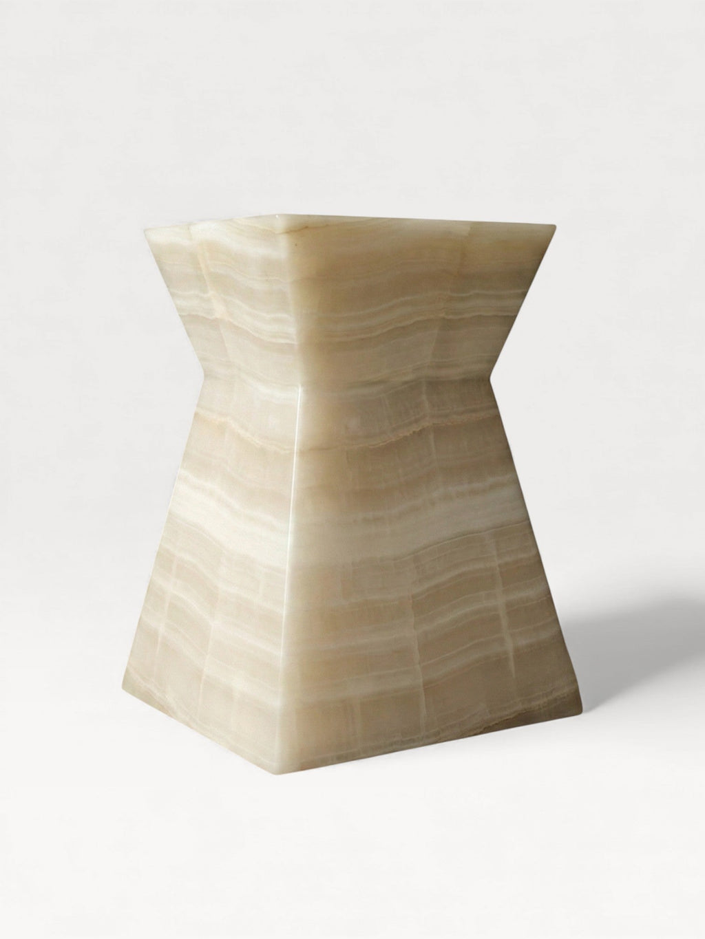 MARBERA Aria ivory onyx marble left view, Italian crafted luxury modern furniture craftsmanship