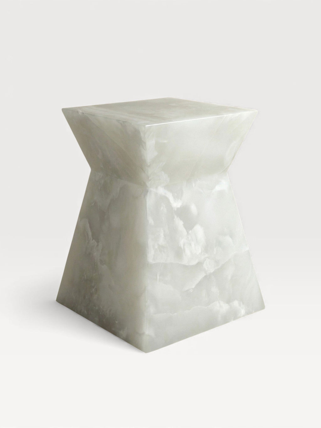 MARBERA Aria white onyx marble profile view, Italian crafted luxury modern furniture detail