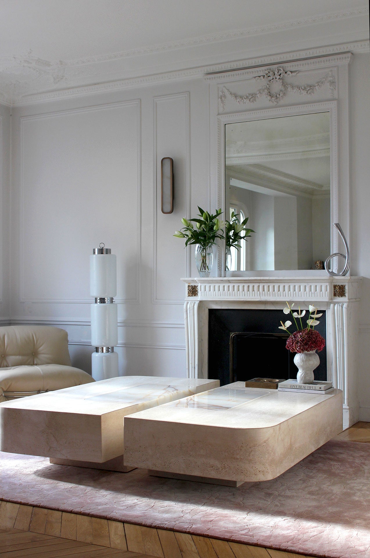 Luxury Baci coffee table web display - contemporary marble furniture with sculptural form