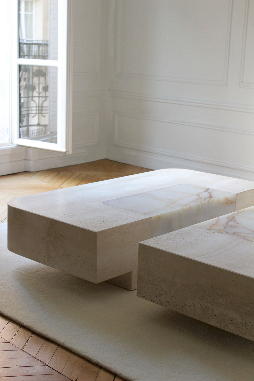 Modern Baci coffee table marble furniture - clean lines and sophisticated Italian design aesthetic