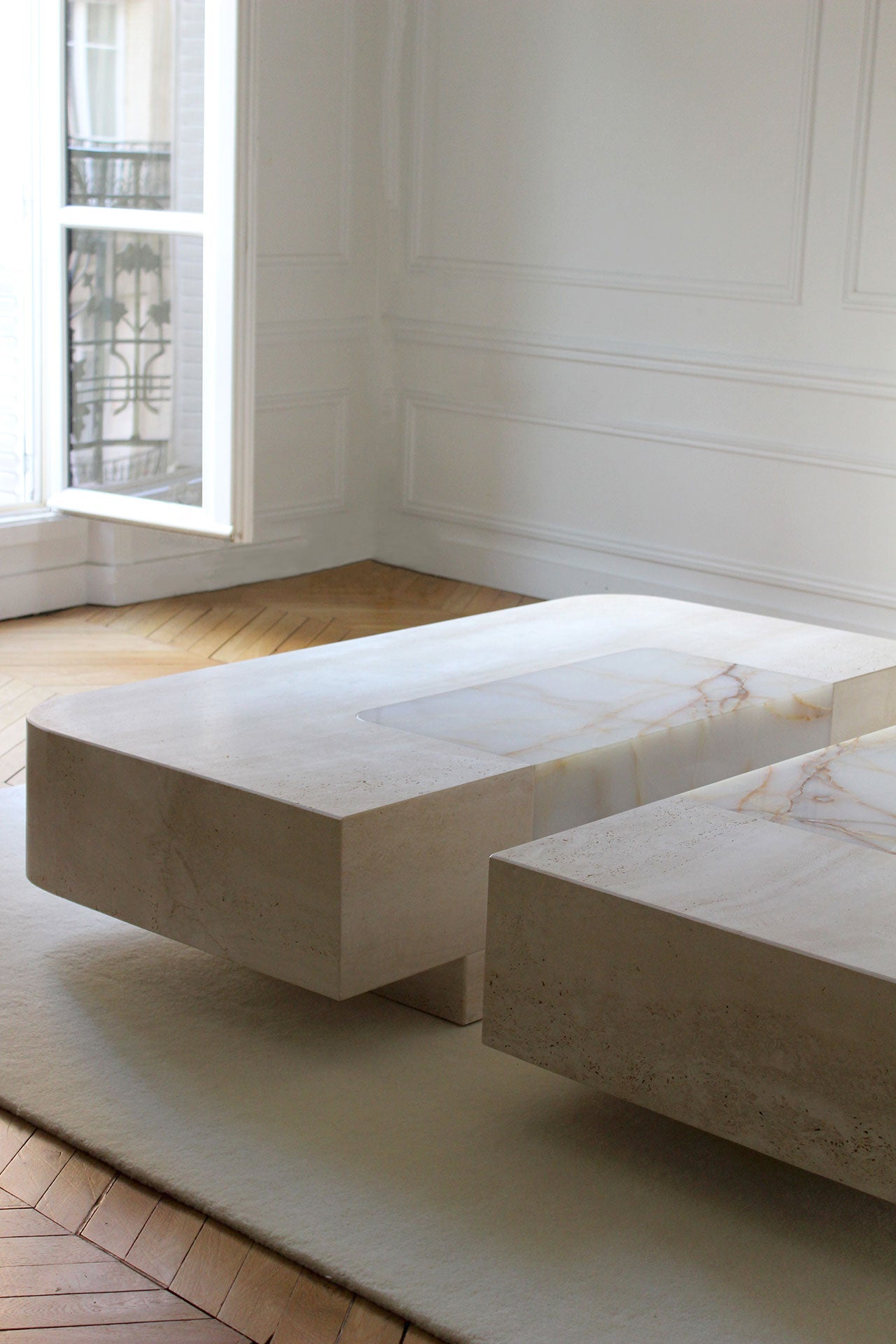 Modern Baci coffee table marble furniture - clean lines and sophisticated Italian design aesthetic