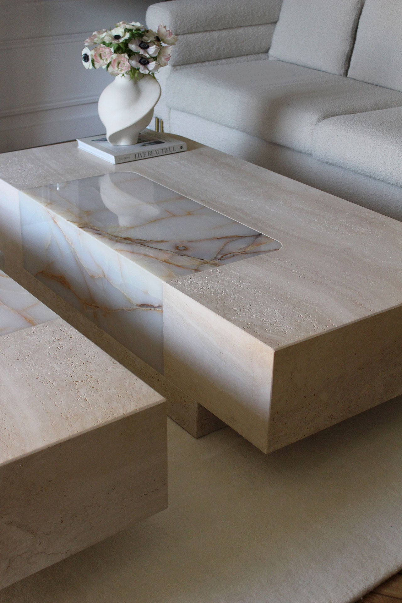 Luxury Baci coffee table in premium marble - contemporary design showcasing Italian craftsmanship