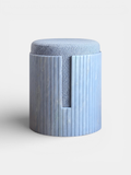 Italian blue marble Dolce stool - luxury stone furniture with natural veining and elegant form