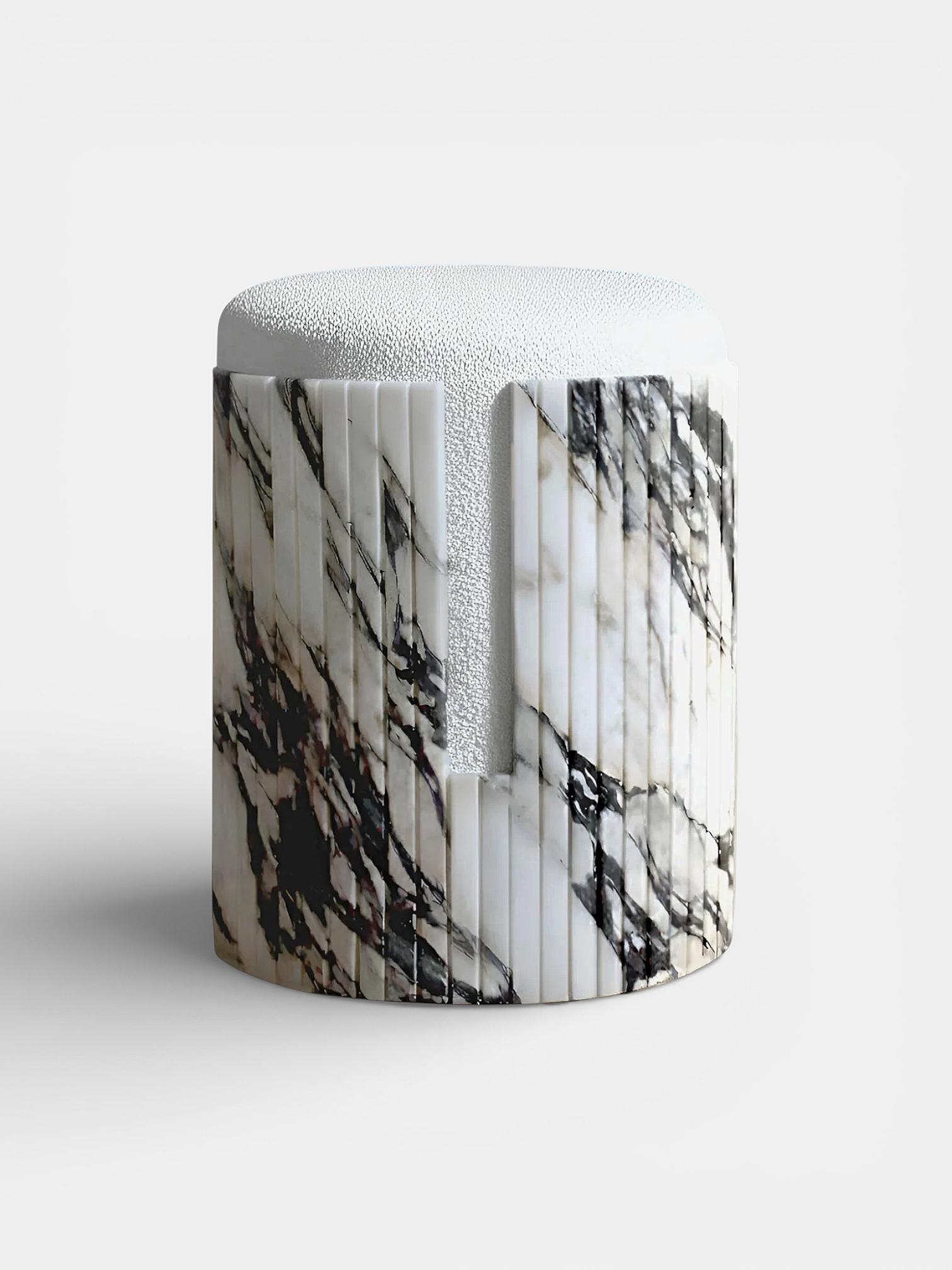 Calacatta Viola marble Dolce stool - luxury Italian handcrafted furniture with purple veining