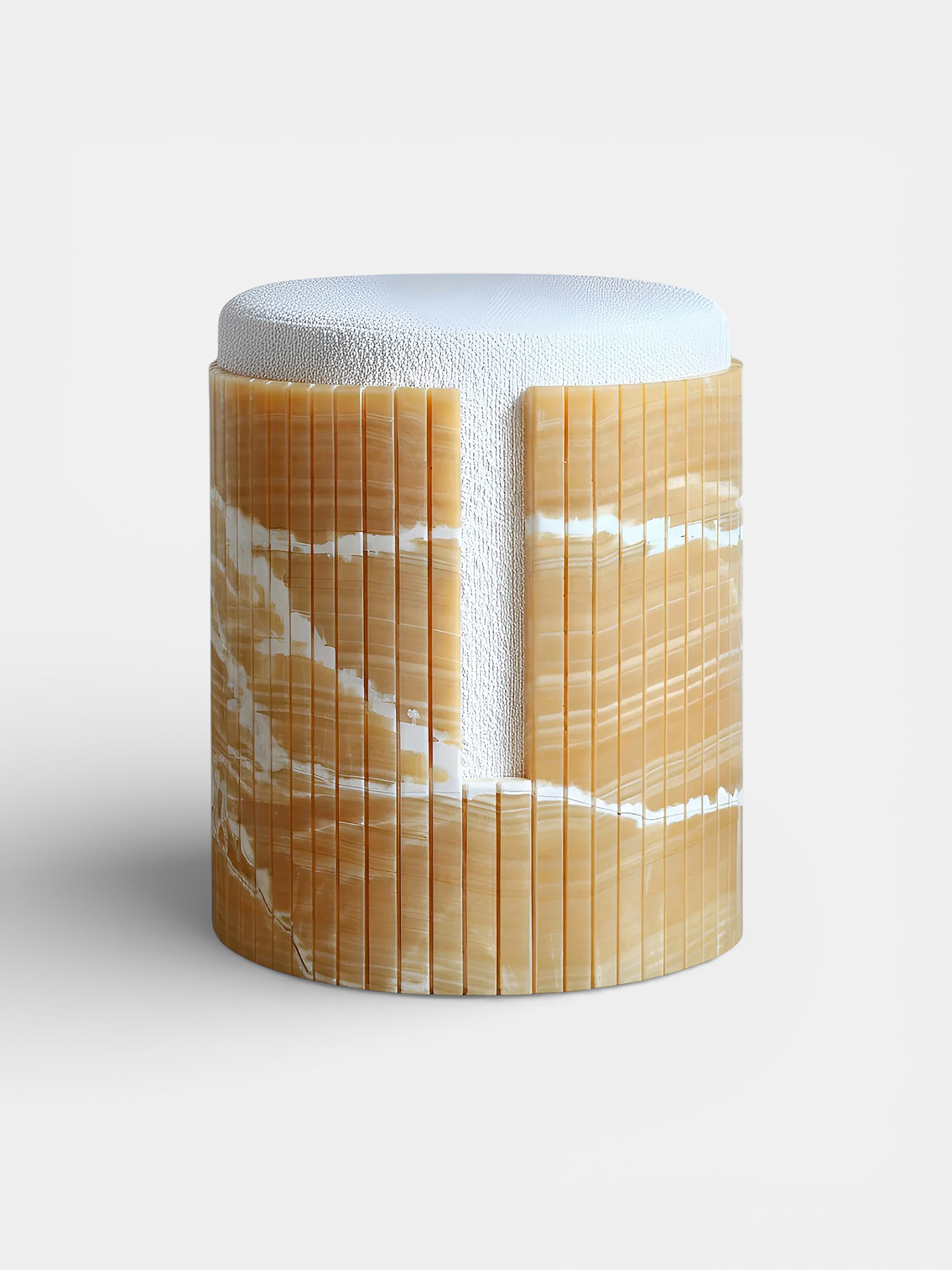 Luxury Mango Onyx Dolce stool with curved organic design, Italian crafted marble furniture piece