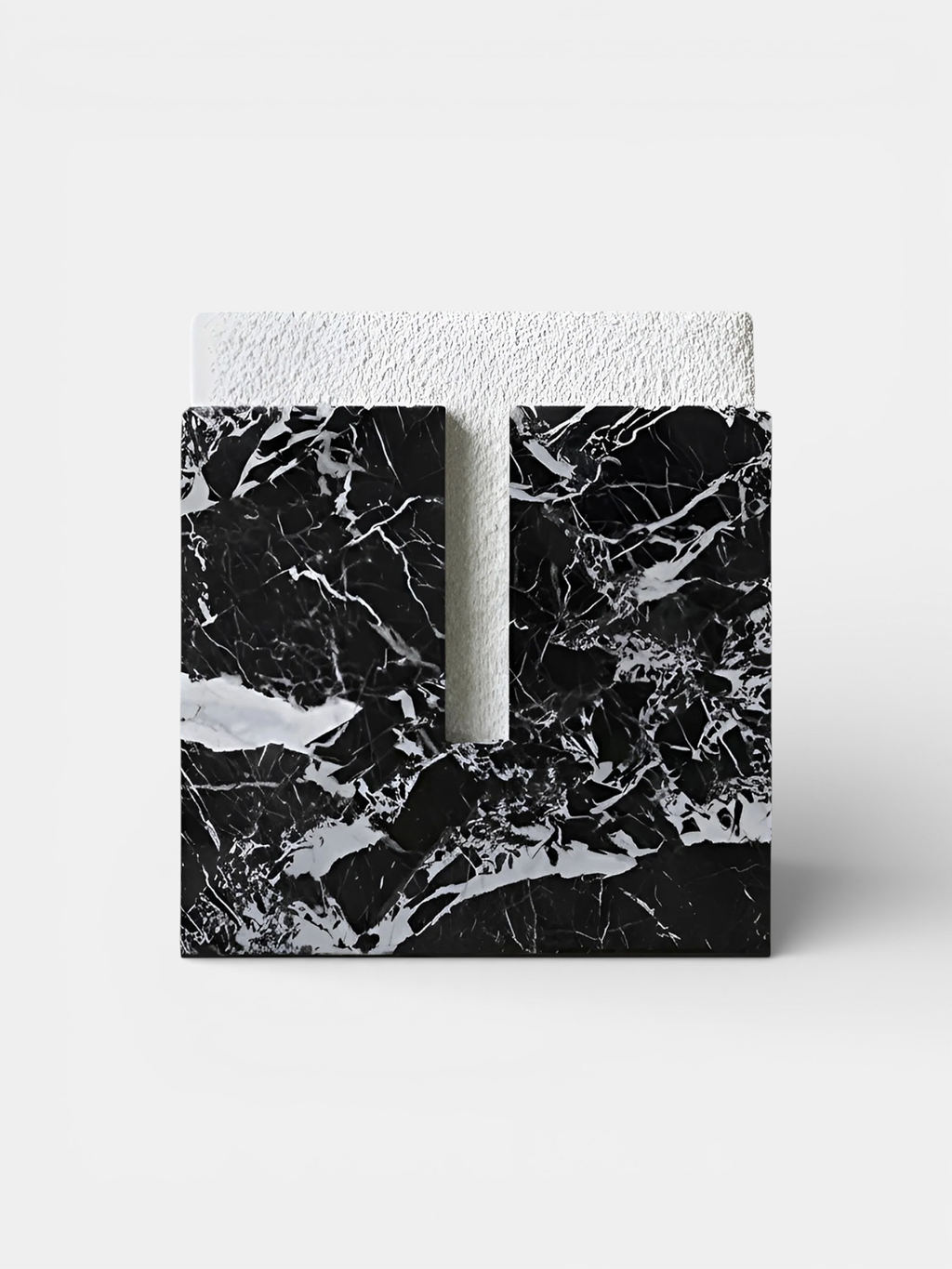 Grand antique marble stool with dark dramatic veining, Italian luxury stone furniture classic design