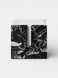 Grand antique marble stool with dark dramatic veining, Italian luxury stone furniture classic design