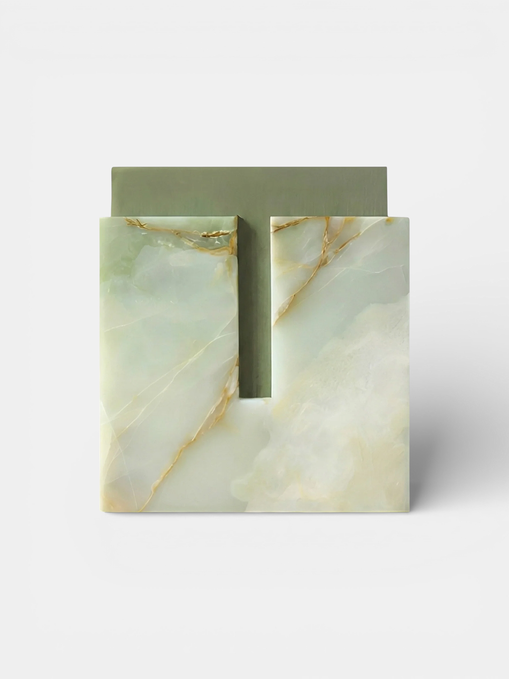 MARBERA Gabi luxury green onyx stool - Italian crafted marble furniture with natural stone veining patterns